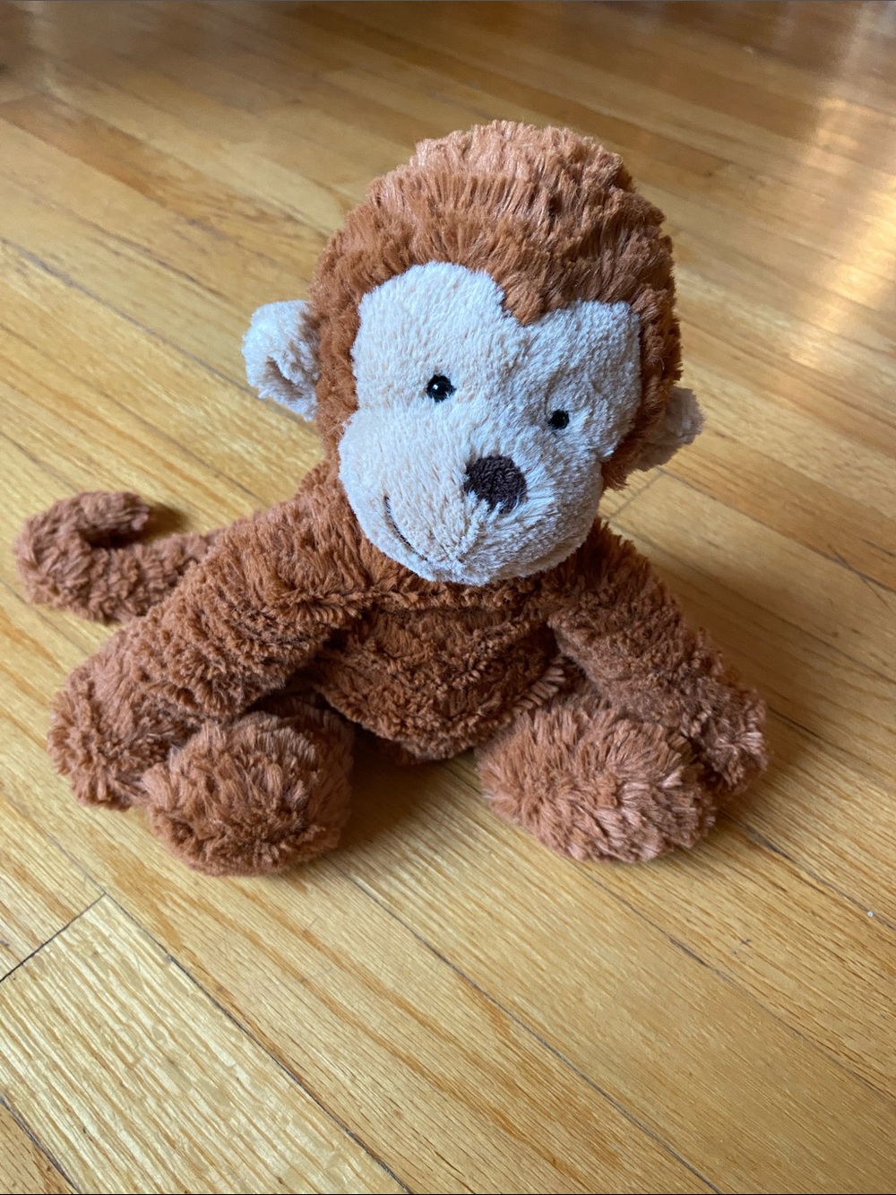 Jellycat Brown Cream Monkey Retired Fuddlewuddle  9 1/2” sitting Preowned Plush
